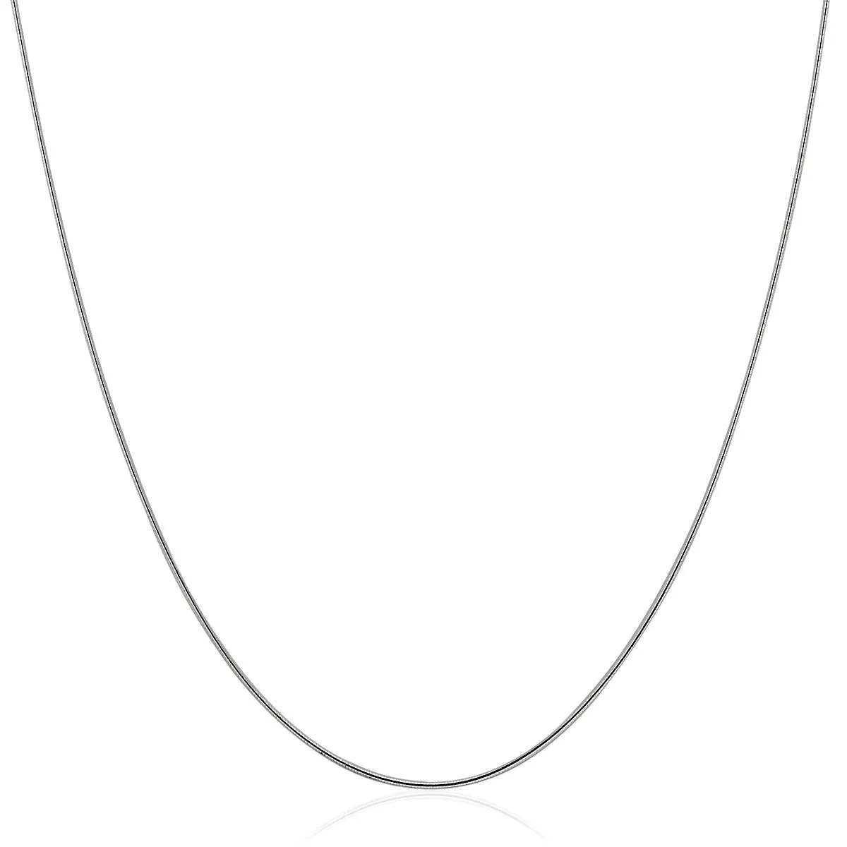 Size: 16'' - Sterling Silver Round Omega Style Chain Necklace with Rhodium Plating (1.25mm)