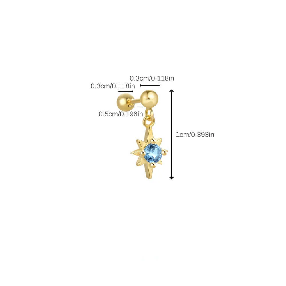 Sky Blue Zircon Diamond Ball Back Earrings