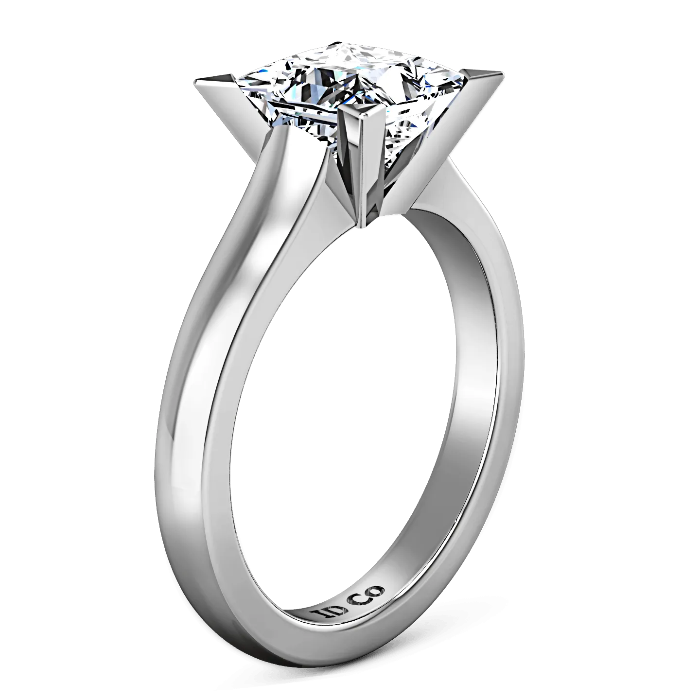 Solitaire Princess Cut Diamond Engagement Ring Jenny 14K White Gold