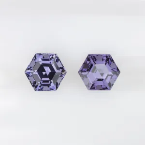 SPINEL MATCHING PAIR STUD EARRINGS PURPLE HEXAGON SHAPE CUT GEOMETRIC 1.34ct