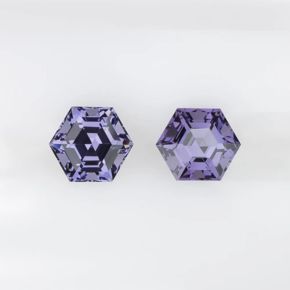 SPINEL MATCHING PAIR STUD EARRINGS PURPLE HEXAGON SHAPE CUT GEOMETRIC 1.34ct