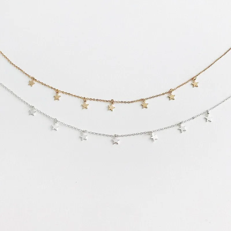 Star Choker Necklace, Jewelry, Dainty, Delicate, Spring Birthday Gift for Her, Boho, Minimal, Constellation, Star Pendant, Witch Gift