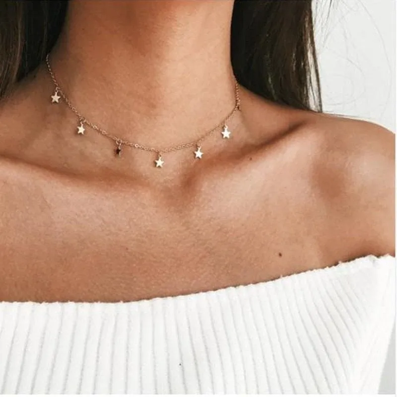 Star Choker Necklace, Jewelry, Dainty, Delicate, Spring Birthday Gift for Her, Boho, Minimal, Constellation, Star Pendant, Witch Gift