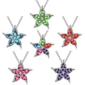 Starfish Flower Jewel IOBI Crystals Necklace - Choose Your Color