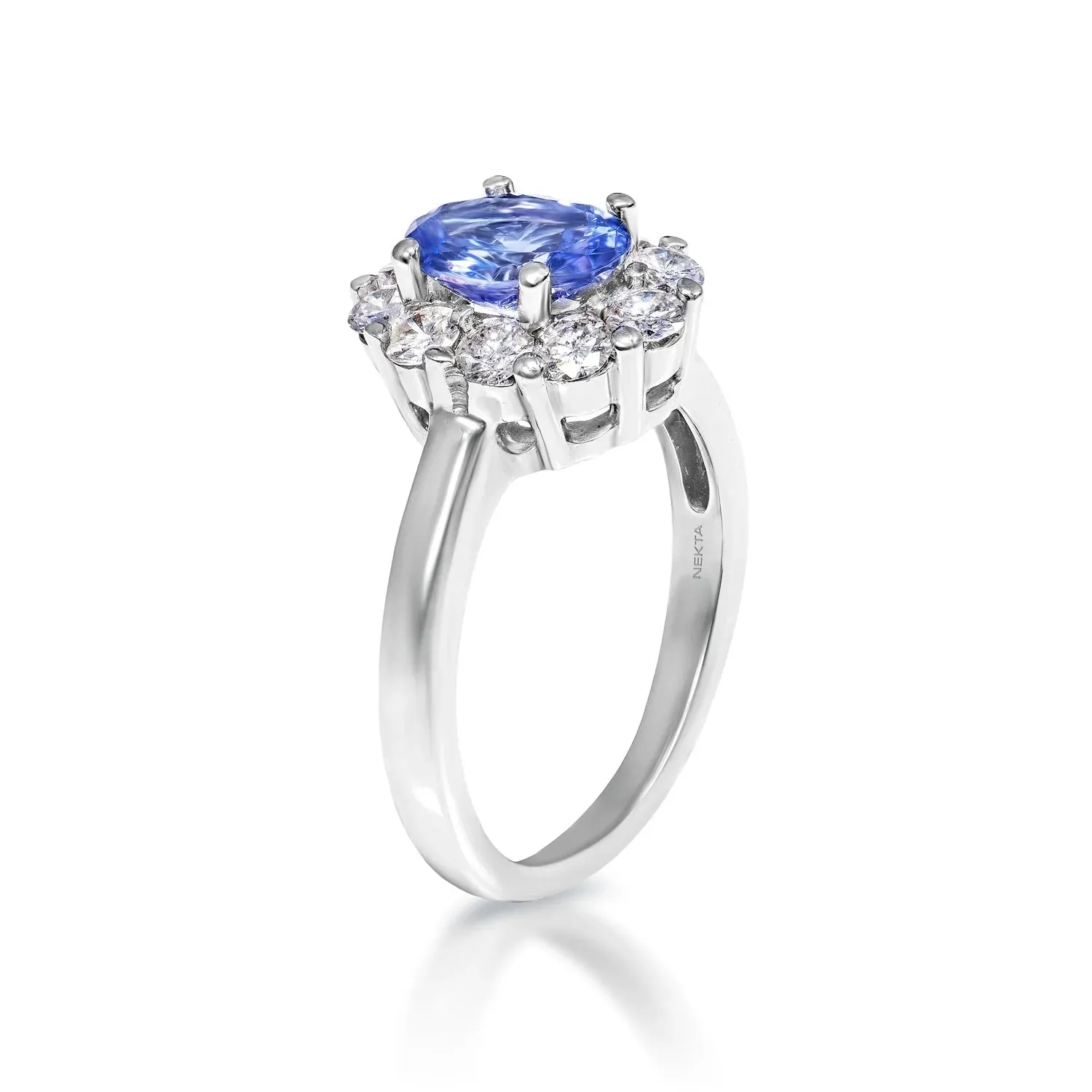 Stevie 2 Carat Oval Cut Tanzanite Ring in 14 Karat White Gold