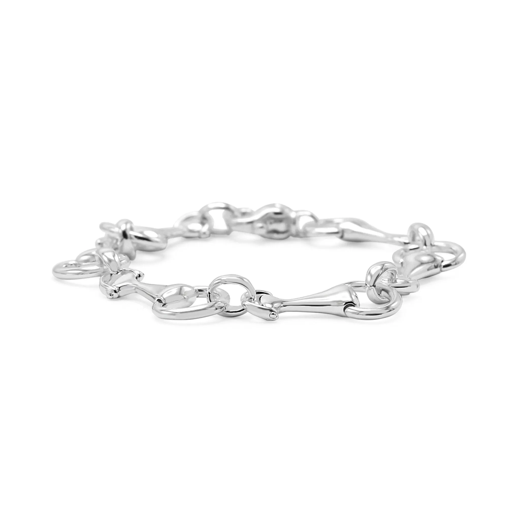 Stirrup Design 8" Link Bracelet - Sterling Silver