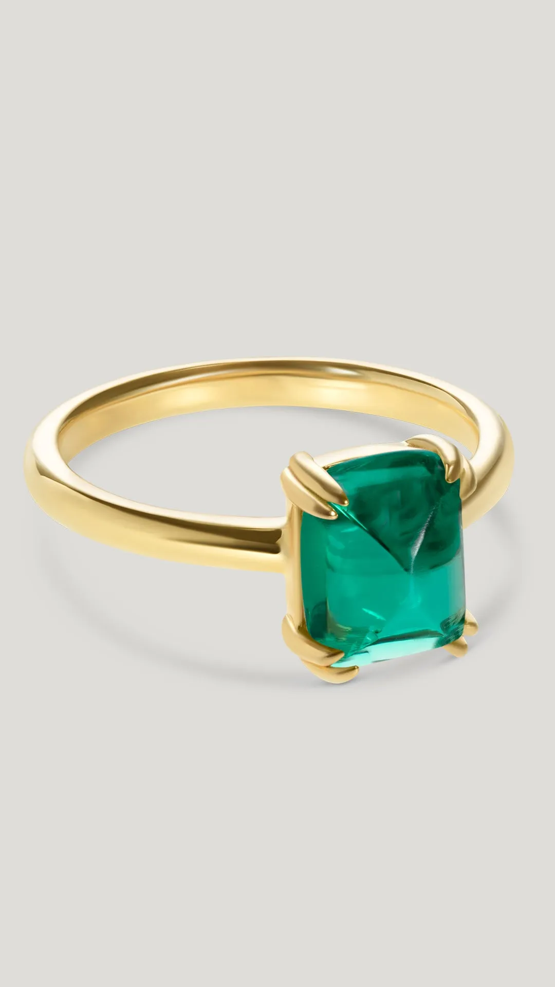 Sugarloaf Ring Emerald Gold Vermeil