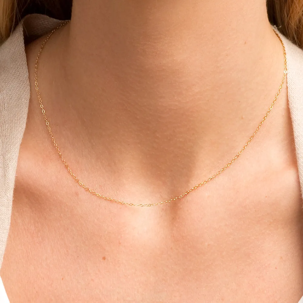 Thin Gold Chain - Cable Chain Necklace - Delicate Layering Necklace - Choker - CG202N. Starts at