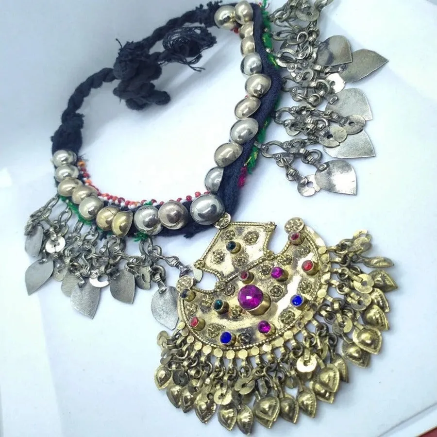 Tribal Kuchi Necklace With Multicolor Glass Stones