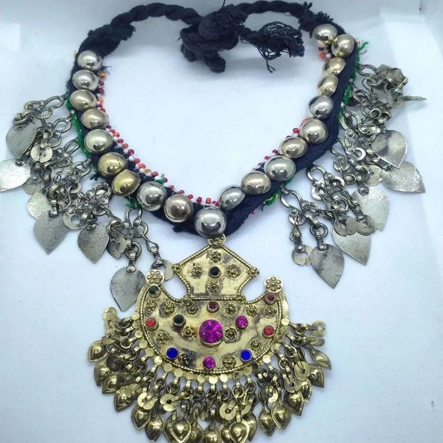 Tribal Kuchi Necklace With Multicolor Glass Stones