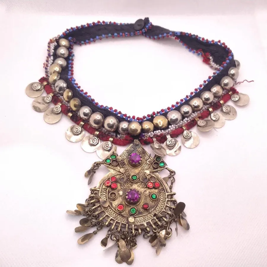 Tribal Kuchi Necklace With Multicolor Glass Stones