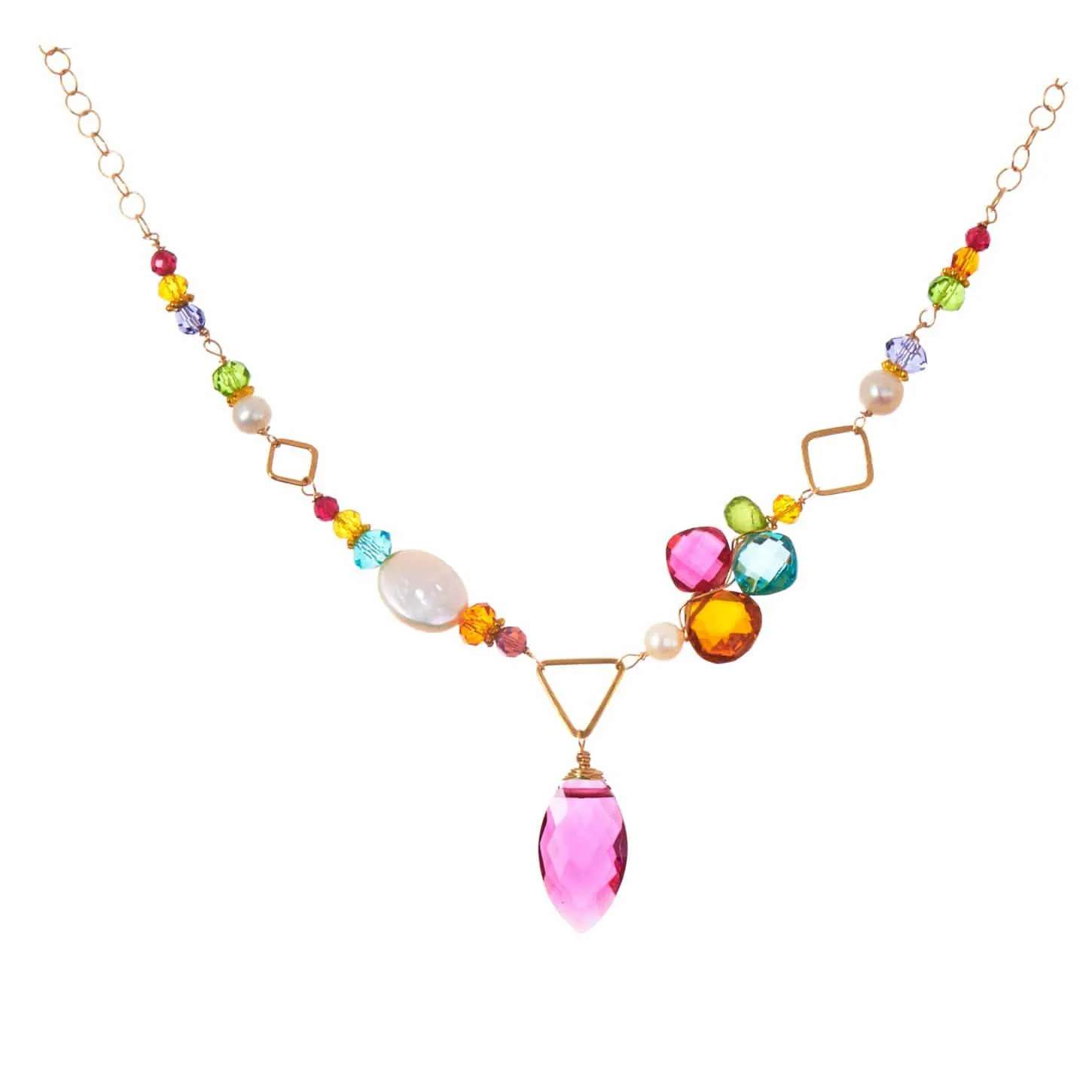 Unique Asymmetrical Colorful Kaleidoscope Necklace