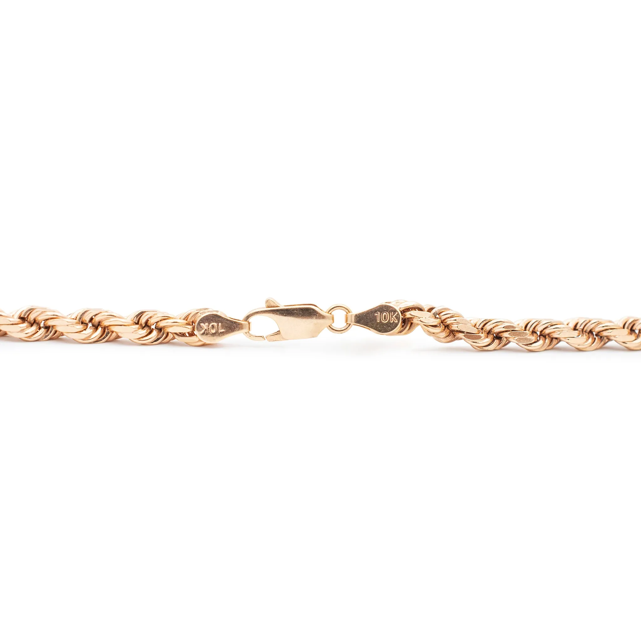 Unisex 10K Rose Gold Rope Link Chain Necklace