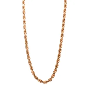 Unisex 10K Rose Gold Rope Link Chain Necklace