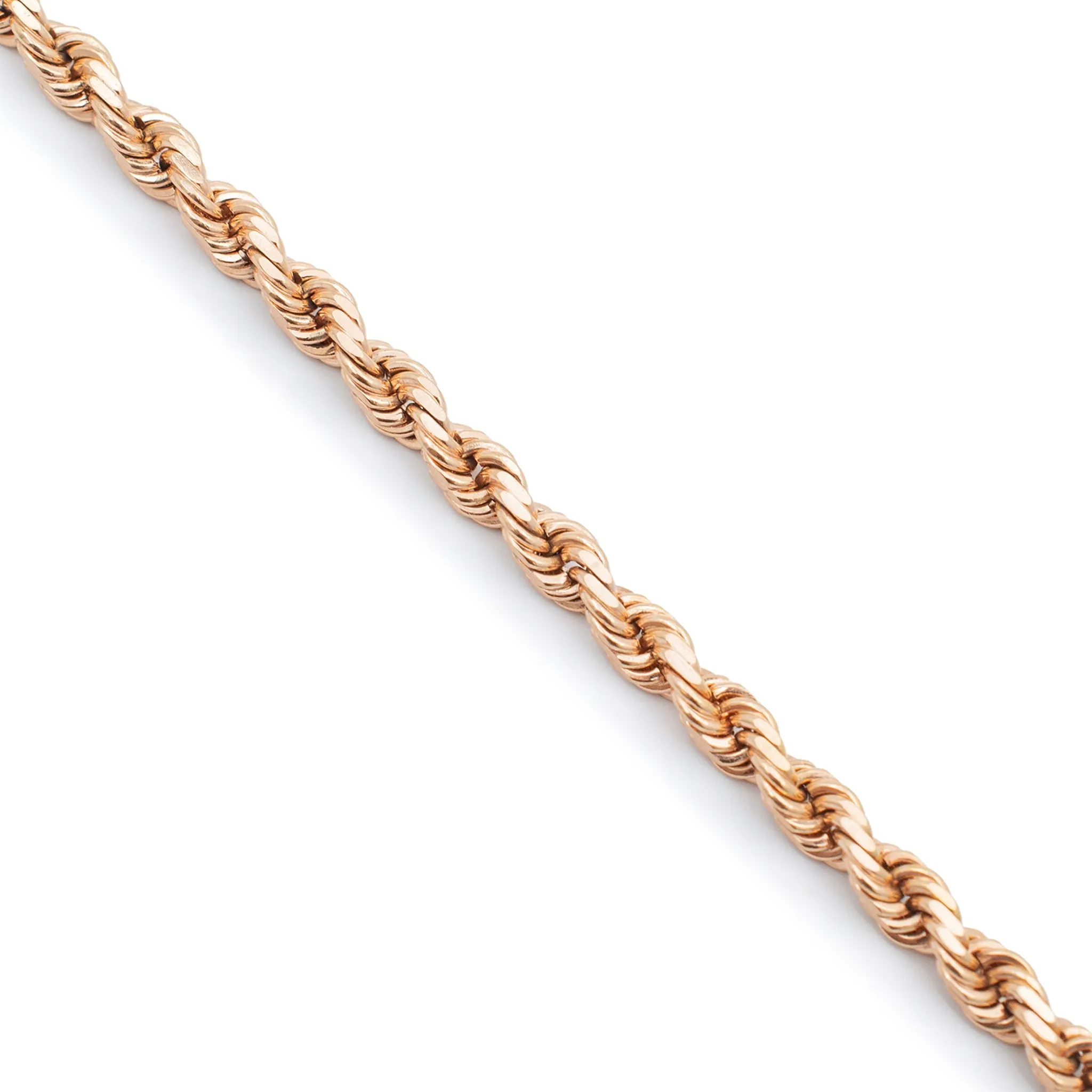 Unisex 10K Rose Gold Rope Link Chain Necklace