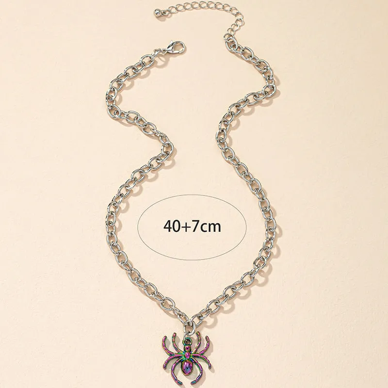 Vibrant Spider Pendant Necklace with a Retro Twist