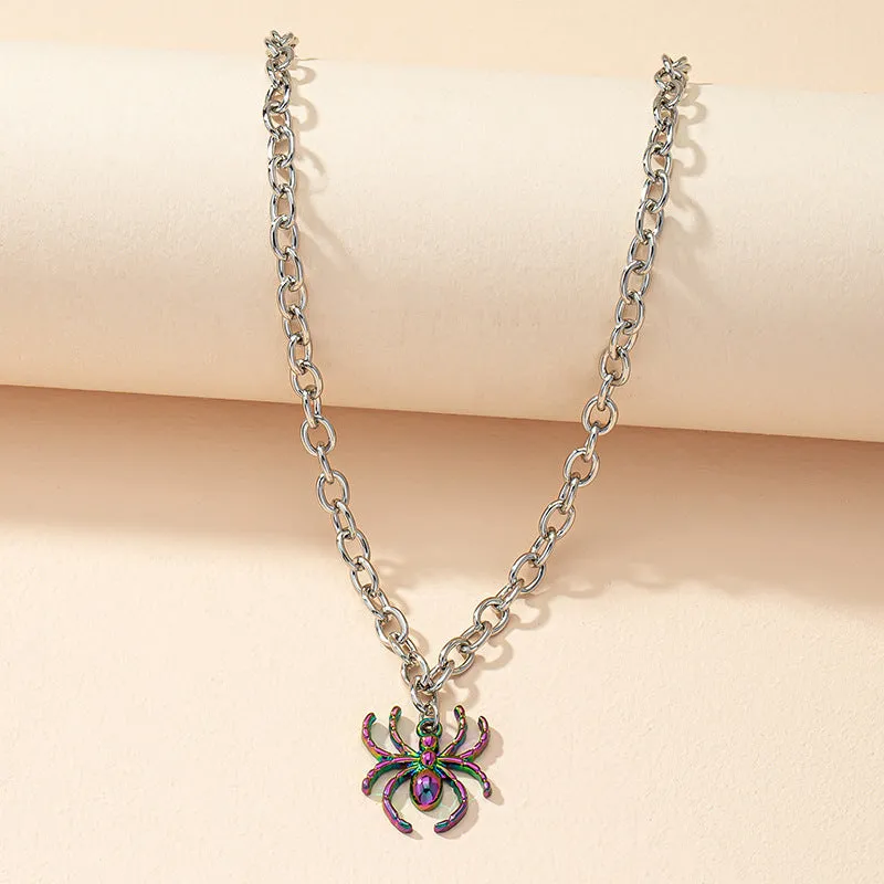 Vibrant Spider Pendant Necklace with a Retro Twist