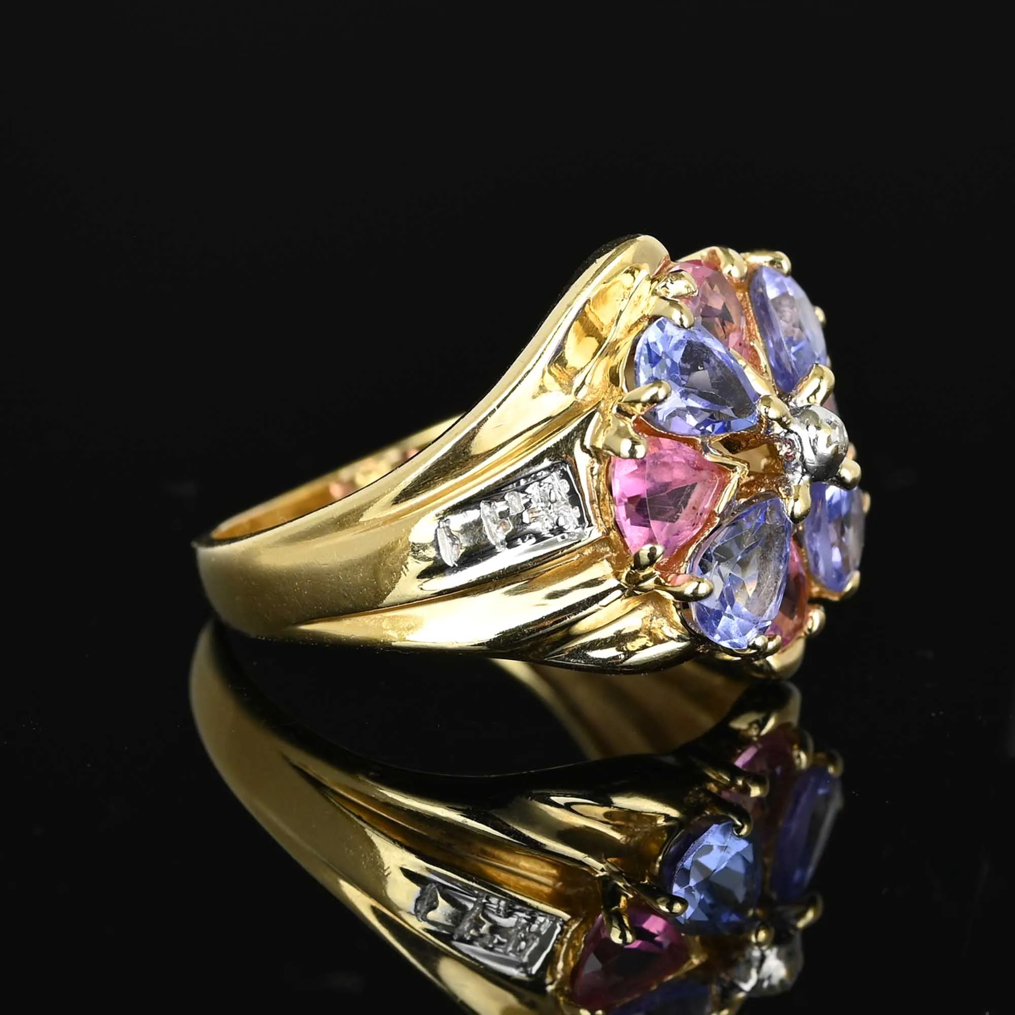 Vintage 14K Gold Tanzanite Garnet Cluster Ring