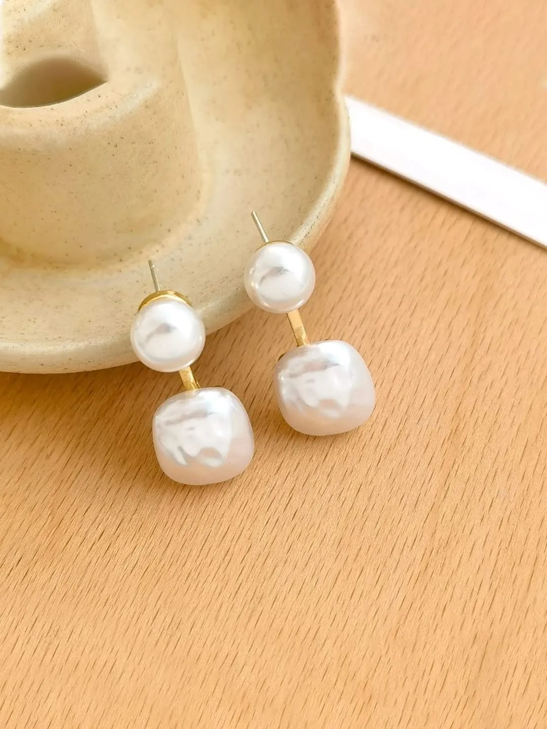 Yellow Chimes Earrings for Women and Girls Fashion White Pearl Drop Earrings | Gold Plated Faux Pearl Drop Earrings | Birthday Gift for girls and women Anniversary Gift for Wife