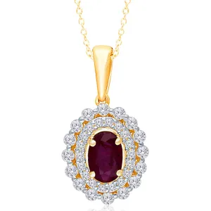 Yellow Gold Ruby & Diamond Heirloom Pendant